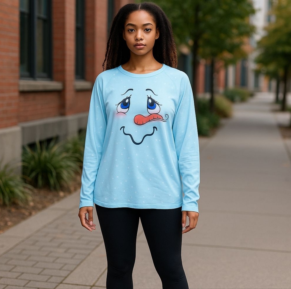 WOMEN'S CUTE LONG SLEEVE COMFY character shirt in very good condition size med